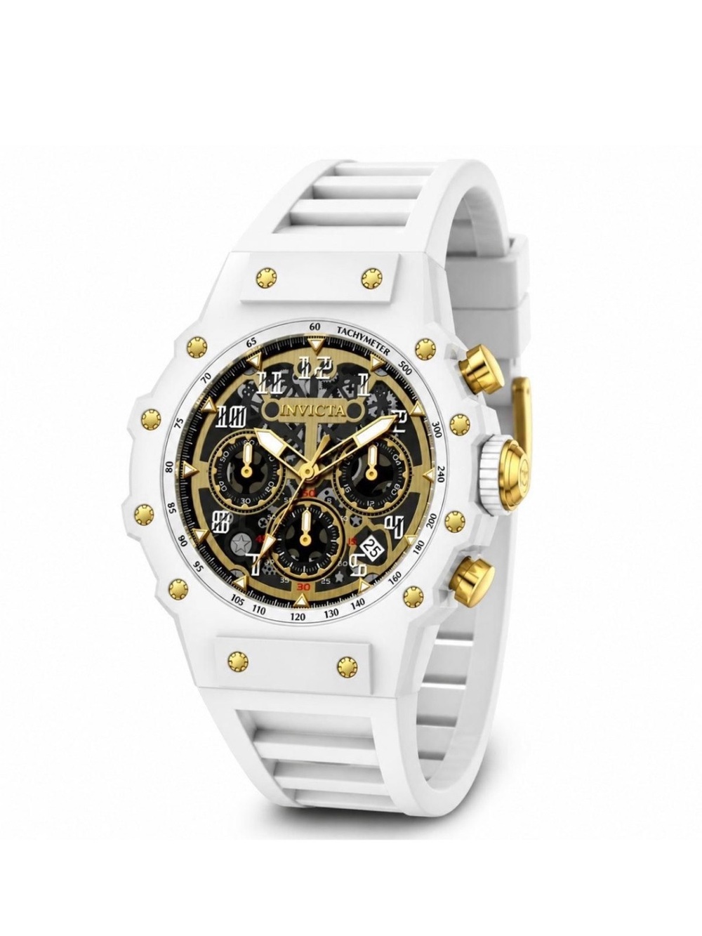 Invicta Racing Vaulthan Men's Watch - 44mm. White with gold accents (69660)